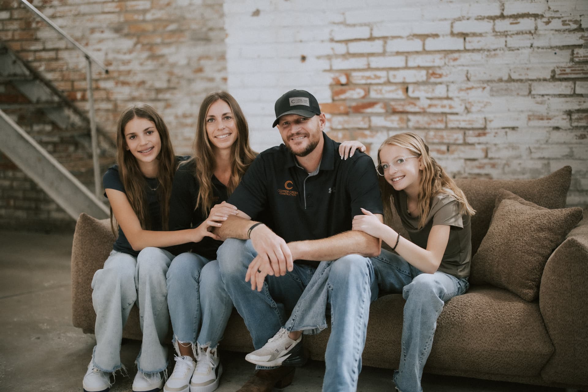 Copper Creek Construction family on set